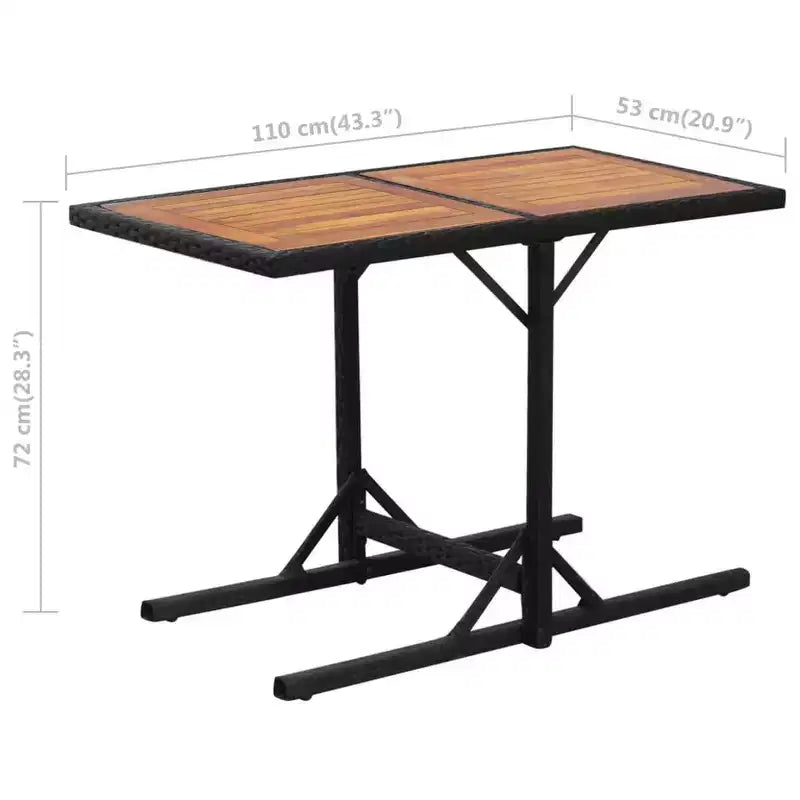 vidaXL Garden Table And Chair Black PE Rattan Medium Removable Covers