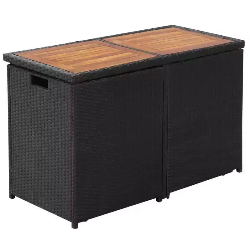 vidaXL Garden Table And Chair Black PE Rattan Medium Removable Covers