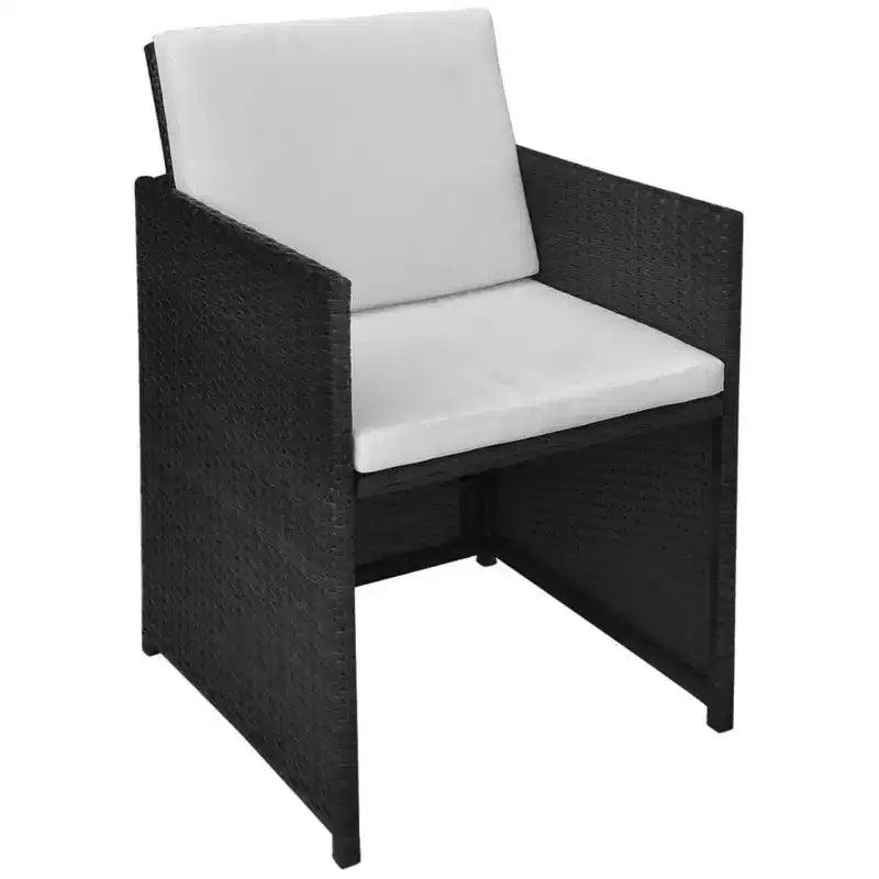 vidaXL Garden Table And Chair Black PE Rattan Medium Removable Covers