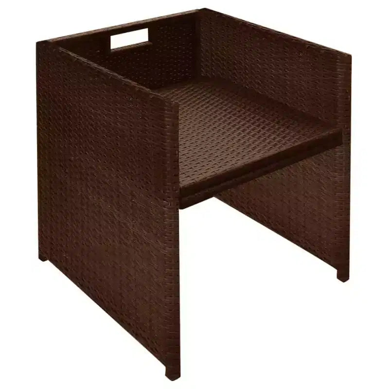 vidaXL Garden Table And Chair Black PE Rattan Medium Removable Covers