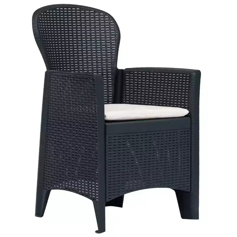 vidaXL Bistro Set Set of 2 Anthracite Plastic with rattan look Standard