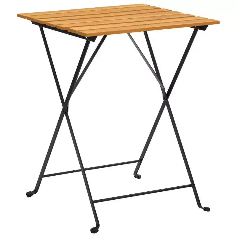 vidaXL Bistro Table And Chair Brown and Black Solid Acacia Wood Medium