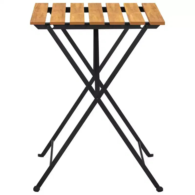 vidaXL Bistro Table And Chair Brown and Black Solid Acacia Wood Medium