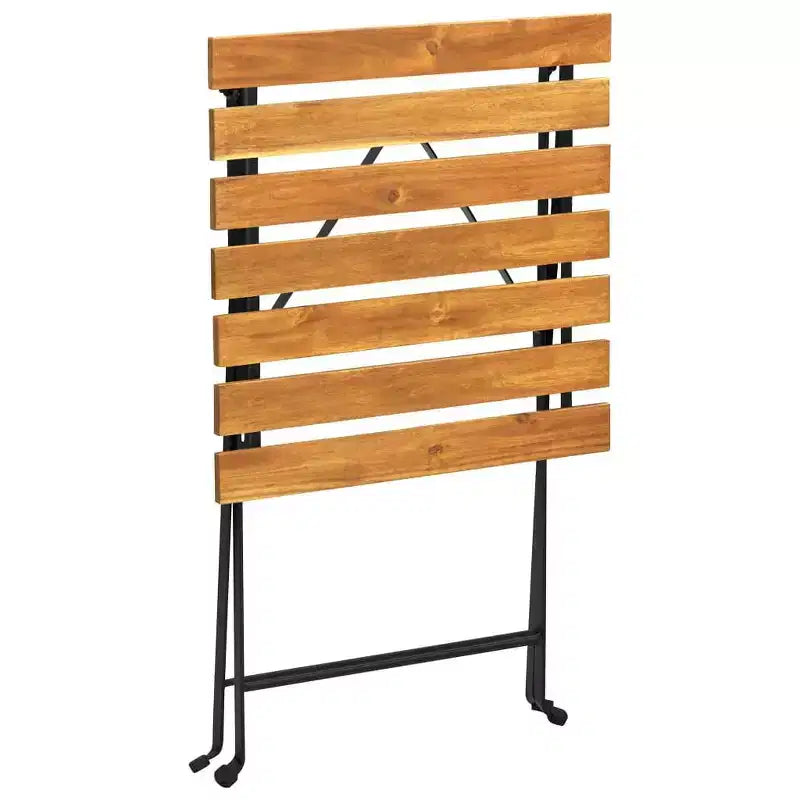 vidaXL Bistro Table And Chair Brown and Black Solid Acacia Wood Medium