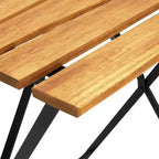 vidaXL Bistro Table And Chair Brown and Black Solid Acacia Wood Medium