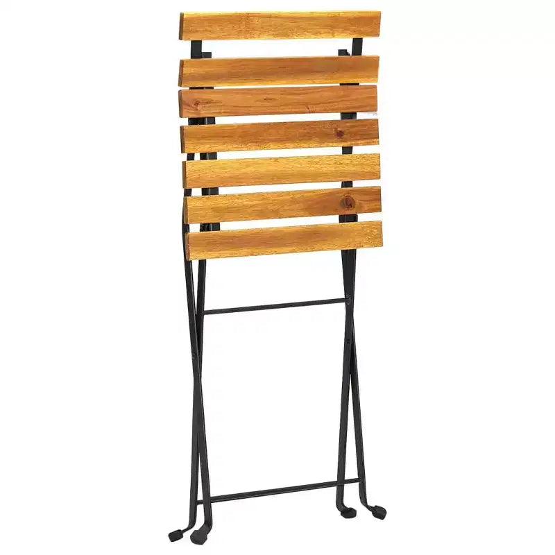 vidaXL Bistro Table And Chair Brown and Black Solid Acacia Wood Medium