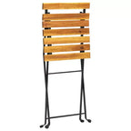 vidaXL Bistro Table And Chair Brown and Black Solid Acacia Wood Medium