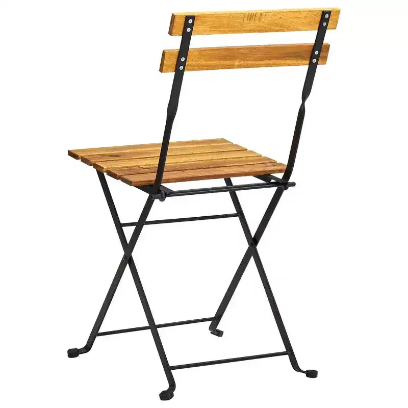 vidaXL Bistro Table And Chair Brown and Black Solid Acacia Wood Medium