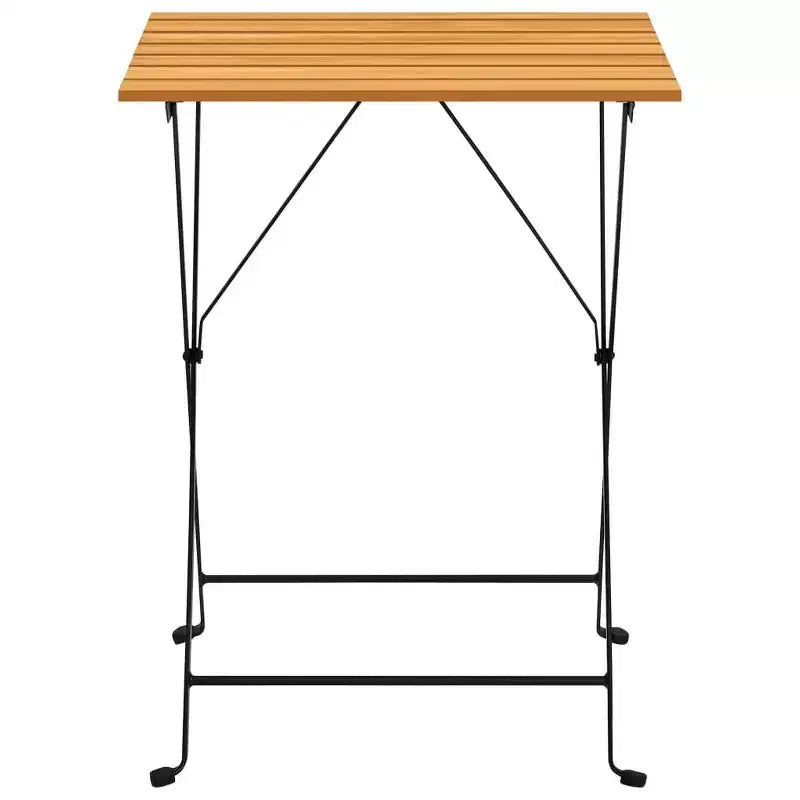 vidaXL Bistro Table And Chair Brown and Black Solid Acacia Wood Medium