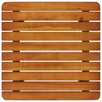 vidaXL 3-Piece Outdoor Bistro Set - Solid Acacia Wood Patio Furniture - Classic Slatted Design Chairs with Square Table - Brown Garden Lounge Set