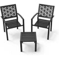 VINGLI 3-Piece Outdoor Bistro Set, Stackable Metal Table & Chairs with Rust-Resistant Coating, Black