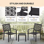 VINGLI 3-Piece Outdoor Bistro Set, Stackable Metal Table & Chairs with Rust-Resistant Coating, Black