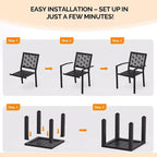 VINGLI 3-Piece Outdoor Bistro Set, Stackable Metal Table & Chairs with Rust-Resistant Coating, Black