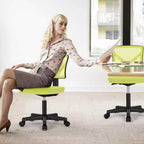Armless Mesh Office Chair with Adjustable Height and Lumbar Support, Swivel Rolling Computer Desk Chair for Small Spaces