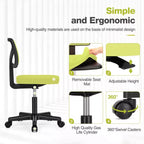 Armless Mesh Office Chair with Adjustable Height and Lumbar Support, Swivel Rolling Computer Desk Chair for Small Spaces