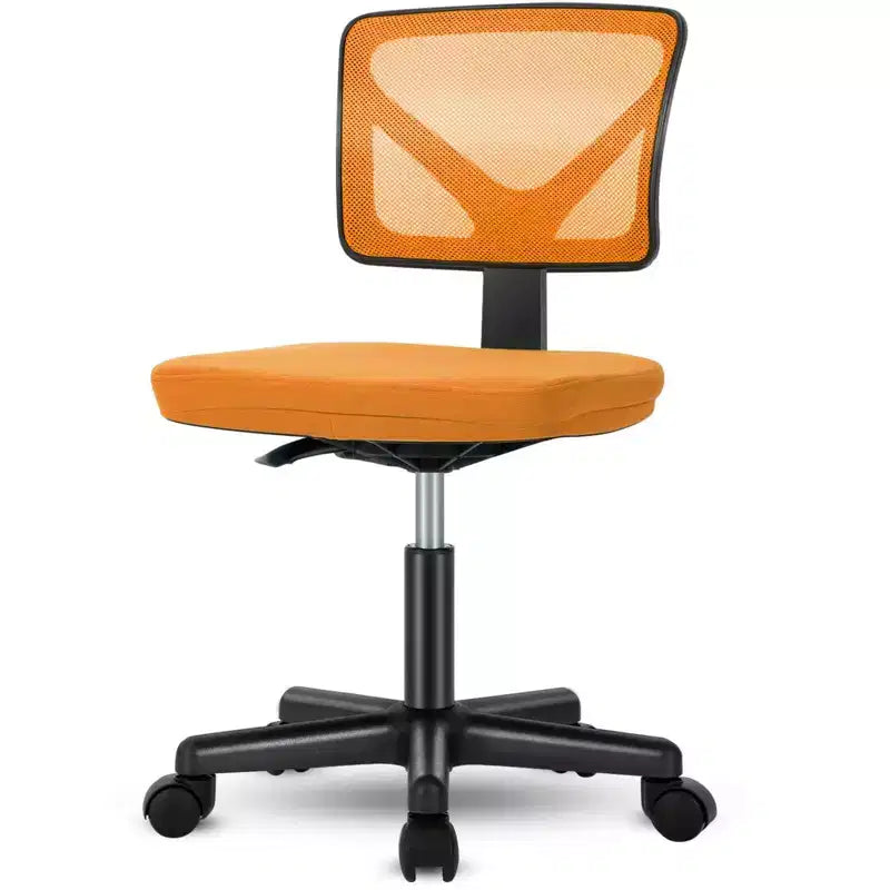 Armless Mesh Office Chair with Adjustable Height and Lumbar Support, Swivel Rolling Computer Desk Chair for Small Spaces