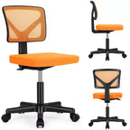 Armless Mesh Office Chair with Adjustable Height and Lumbar Support, Swivel Rolling Computer Desk Chair for Small Spaces
