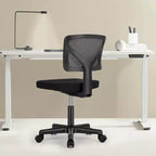 Armless Mesh Office Chair with Adjustable Height and Lumbar Support, Swivel Rolling Computer Desk Chair for Small Spaces