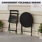 3-Piece Patio Bistro Set Folding Bistro Table and 2 Chairs Outdoor Furniture Sets with Premium Frame Space Saving Weather Resistant for Bistro Balcony