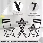 3-Piece Patio Bistro Set Folding Bistro Table and 2 Chairs Outdoor Furniture Sets with Premium Frame Space Saving Weather Resistant for Bistro Balcony