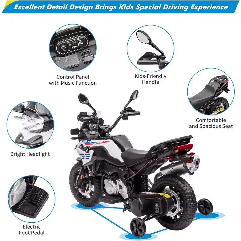 12V 7AH Ride On Motorcycle, Licensed BMW Kids Motorcycle, High/Low Speed, EVA Tire, LED Headlights, for Boys and Girls