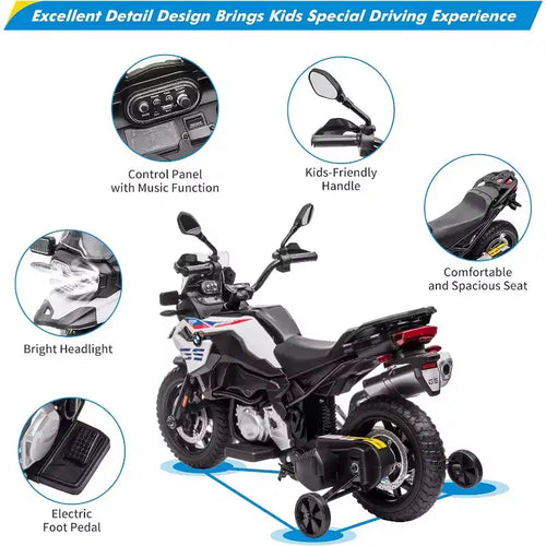 12V 7AH Ride On Motorcycle, Licensed BMW Kids Motorcycle, High/Low Speed, EVA Tire, LED Headlights, for Boys and Girls