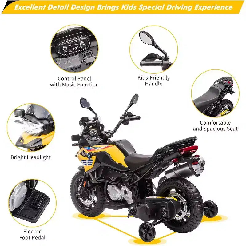 12V 7AH Ride On Motorcycle, Licensed BMW Kids Motorcycle, High/Low Speed, EVA Tire, LED Headlights, for Boys and Girls