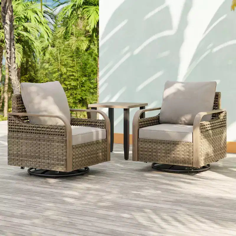 EAGLE PEAK Bistro Table and Chairs, Outdoor Bistro Set, Wicker Swivel Rocking Chairs and Table