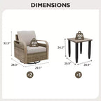 EAGLE PEAK Bistro Table and Chairs, Outdoor Bistro Set, Wicker Swivel Rocking Chairs and Table