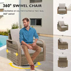 EAGLE PEAK Bistro Table and Chairs, Outdoor Bistro Set, Wicker Swivel Rocking Chairs and Table