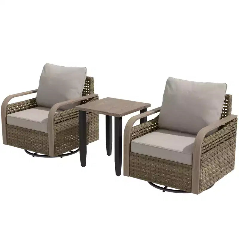 EAGLE PEAK Bistro Table and Chairs, Outdoor Bistro Set, Wicker Swivel Rocking Chairs and Table