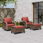 EAGLE PEAK Bistro Table and Chairs, Outdoor Bistro Set, Wicker Swivel Rocking Chairs and Table