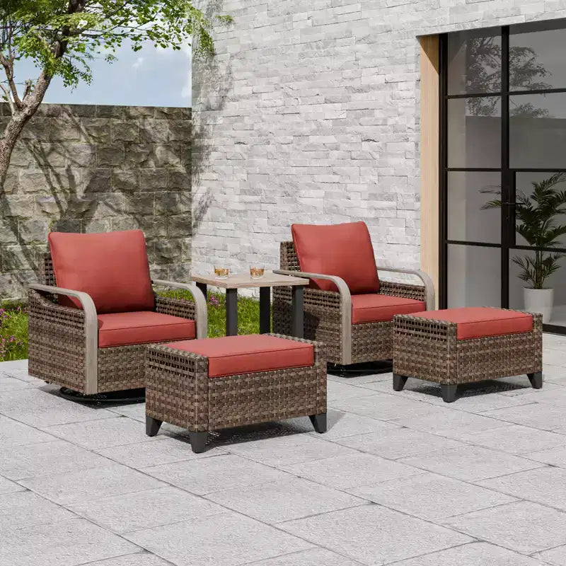 EAGLE PEAK Bistro Table and Chairs, Outdoor Bistro Set, Wicker Swivel Rocking Chairs and Table