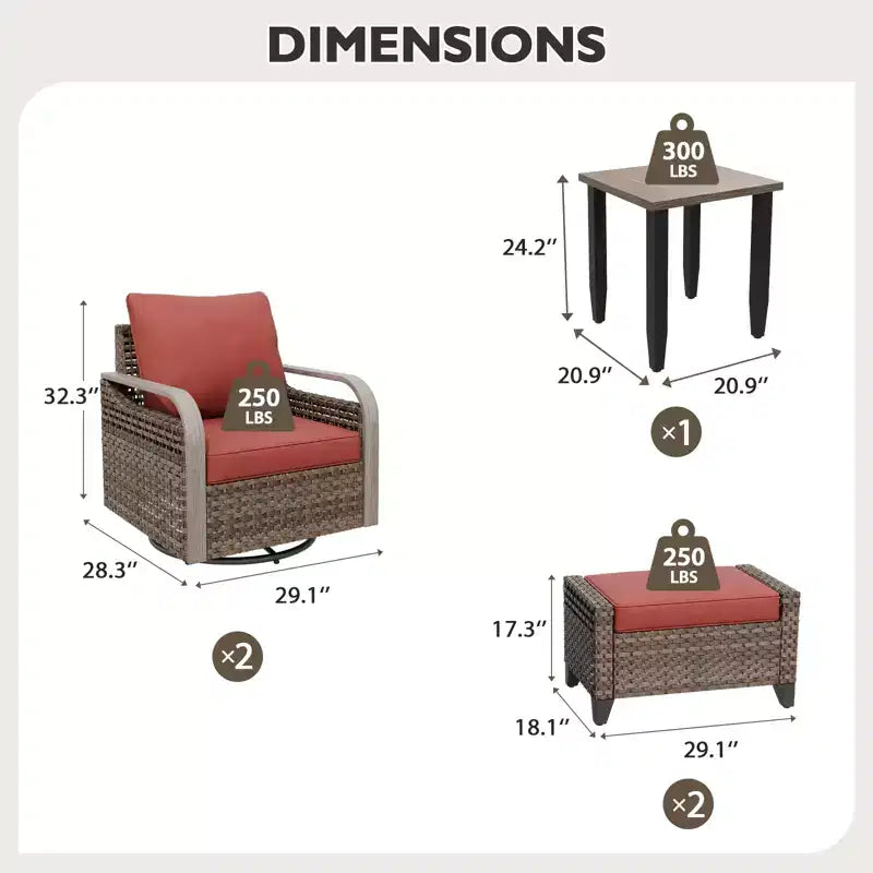 EAGLE PEAK Bistro Table and Chairs, Outdoor Bistro Set, Wicker Swivel Rocking Chairs and Table