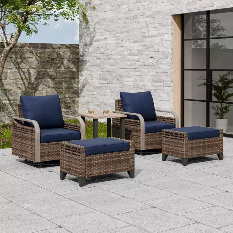 EAGLE PEAK Bistro Table and Chairs, Outdoor Bistro Set, Wicker Swivel Rocking Chairs and Table