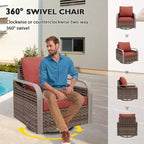 EAGLE PEAK Bistro Table and Chairs, Outdoor Bistro Set, Wicker Swivel Rocking Chairs and Table