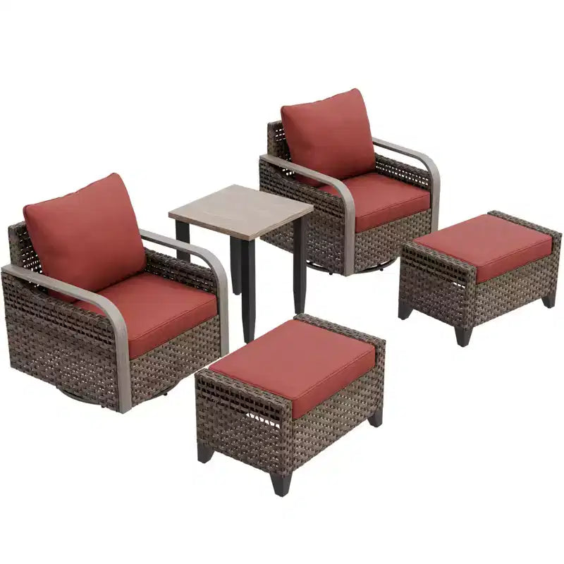 EAGLE PEAK Bistro Table and Chairs, Outdoor Bistro Set, Wicker Swivel Rocking Chairs and Table