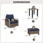 EAGLE PEAK Bistro Table and Chairs, Outdoor Bistro Set, Wicker Swivel Rocking Chairs and Table