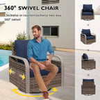 EAGLE PEAK Bistro Table and Chairs, Outdoor Bistro Set, Wicker Swivel Rocking Chairs and Table