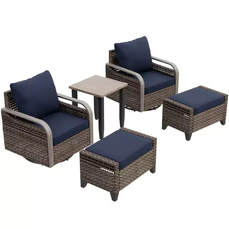 EAGLE PEAK Bistro Table and Chairs, Outdoor Bistro Set, Wicker Swivel Rocking Chairs and Table
