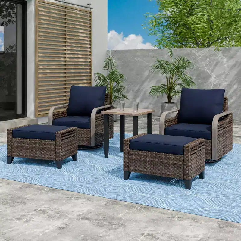 EAGLE PEAK Bistro Table and Chairs, Outdoor Bistro Set, Wicker Swivel Rocking Chairs and Table