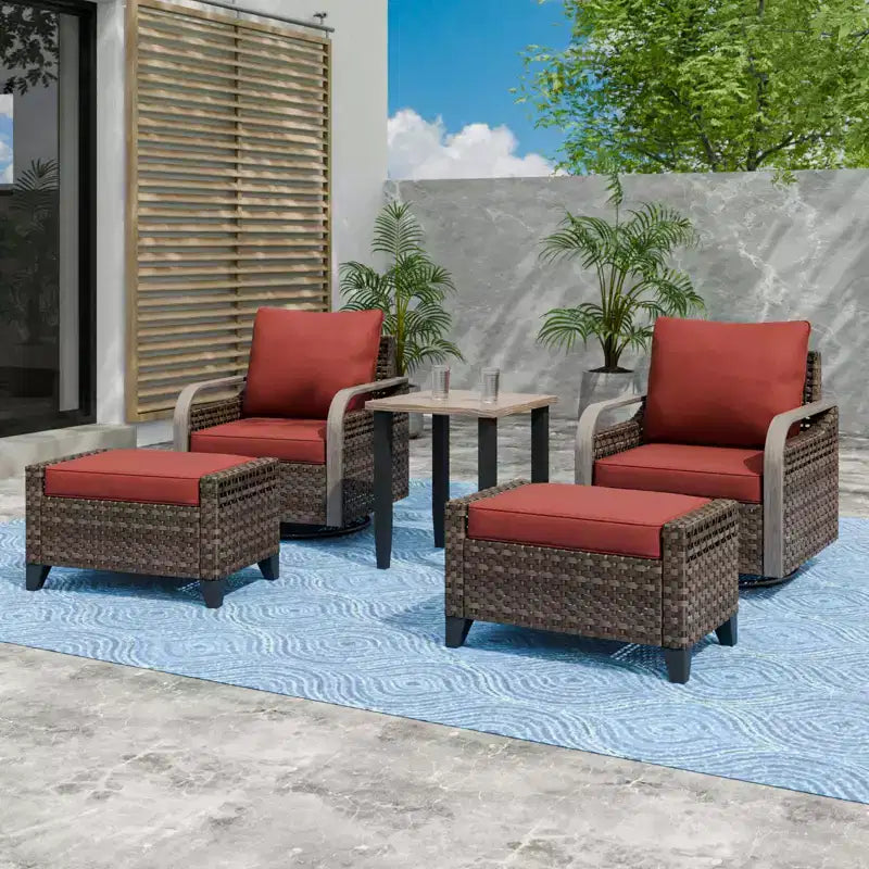 EAGLE PEAK Bistro Table and Chairs, Outdoor Bistro Set, Wicker Swivel Rocking Chairs and Table