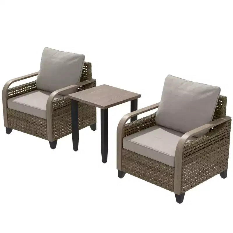 EAGLE PEAK Wicker Bistro Table and Chairs, Outdoor Bistro Set, Rattan Patio Furniture, Wicker Patio Chairs & Table, 3 Piece Set