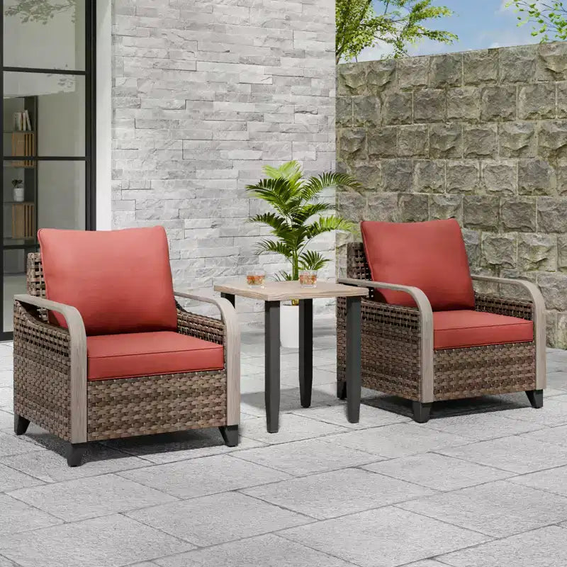 EAGLE PEAK Wicker Bistro Table and Chairs, Outdoor Bistro Set, Rattan Patio Furniture, Wicker Patio Chairs & Table, 3 Piece Set