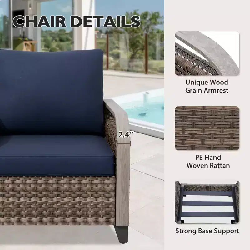 EAGLE PEAK Wicker Bistro Table and Chairs, Outdoor Bistro Set, Rattan Patio Furniture, Wicker Patio Chairs & Table, 3 Piece Set