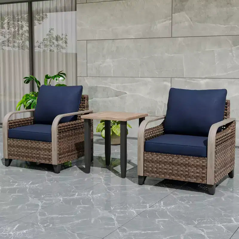 EAGLE PEAK Wicker Bistro Table and Chairs, Outdoor Bistro Set, Rattan Patio Furniture, Wicker Patio Chairs & Table, 3 Piece Set