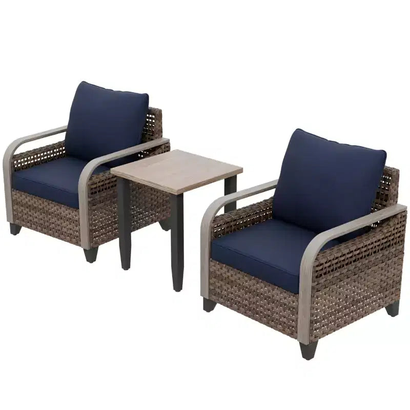 EAGLE PEAK Wicker Bistro Table and Chairs, Outdoor Bistro Set, Rattan Patio Furniture, Wicker Patio Chairs & Table, 3 Piece Set