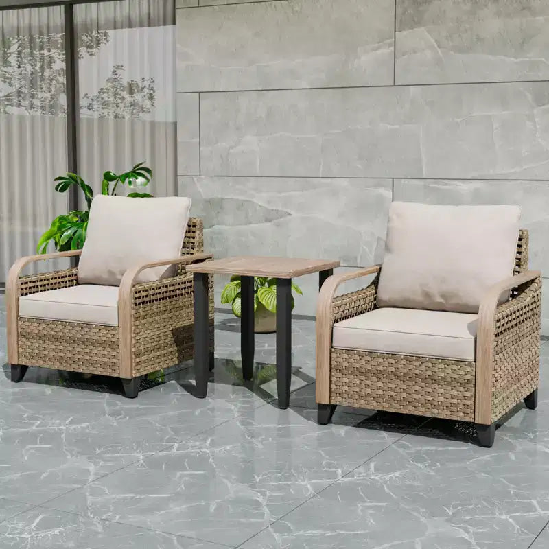 EAGLE PEAK Wicker Bistro Table and Chairs, Outdoor Bistro Set, Rattan Patio Furniture, Wicker Patio Chairs & Table, 3 Piece Set