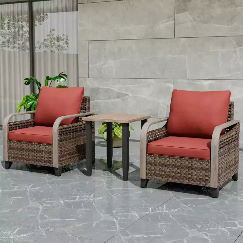 EAGLE PEAK Wicker Bistro Table and Chairs, Outdoor Bistro Set, Rattan Patio Furniture, Wicker Patio Chairs & Table, 3 Piece Set