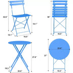 3-Piece Patio Bistro Set with Round Table & 2 Folding Chairs, for Balcony, Garden, Porch  Space-Saving Design (Flat Tube)
